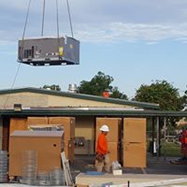 New a/c units being put into place at Rosita Elementary School.